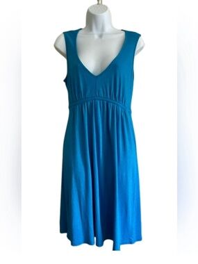 Michael Stars Ocean Blue V-Neck Sleeveless Empire Midi Dress
